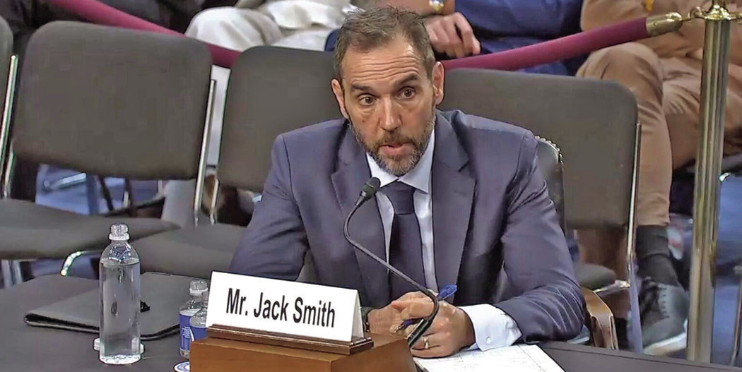 Former Department of Justice special counsel Jack Smith testifies before the U.S. Senate Judiciary Committee on Tuesday (Screenshot from committee webcast)