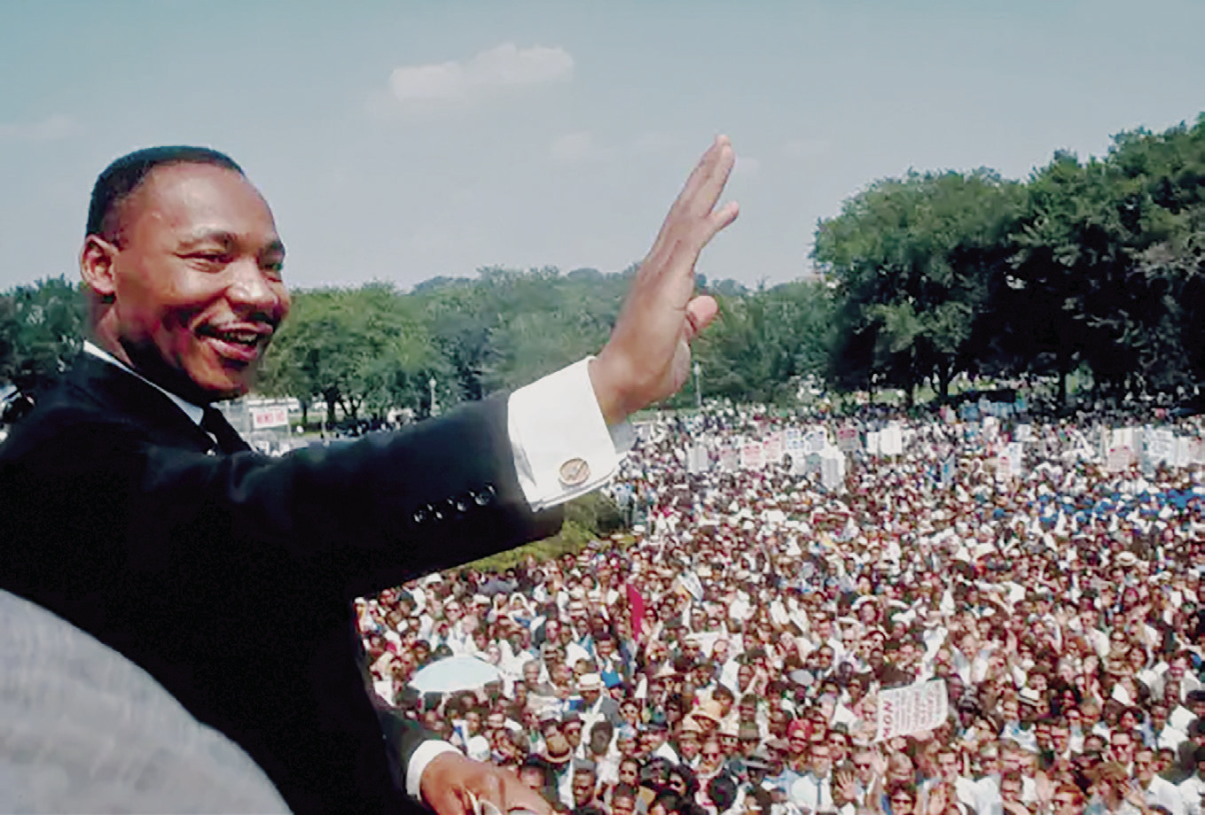 Martin Luther King, Jr. delivers his “I Have a Dream” speech at the Lincoln Memorial during the March on Washington for Jobs and Freedom on August 28, 1963.