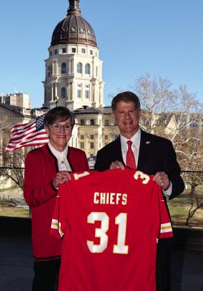 Kansas Governor Laura Kelly and Chiefs Chairman/ CEO Clark Hunt