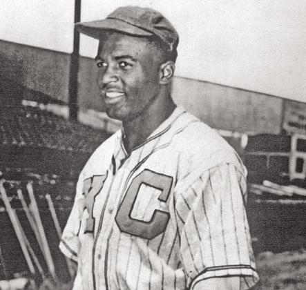 Jackie Robinson with the Kansas City Monarchs. ( Photo courtesy of the Negro Leagues Baseball Museum)