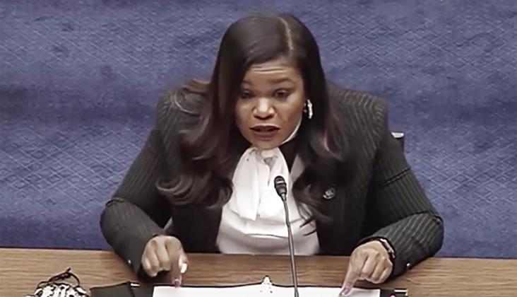 U.S. Rep. Cori Bush, D-Missouri, testifies during a 2021 committee hearing. Bush is one of 32 members of Congress with an active TikTok account.