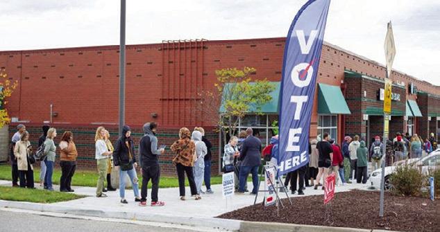 Kansas City voters line up to cast early ballots in November 2024. The earnings tax question will appear on the April 7 ballot alongside school district questions and candidates. (Vaughn Wheat/ The Beacon)