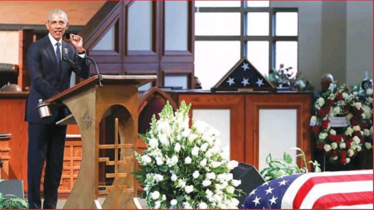 OBAMA DELIVERS EULOGY
