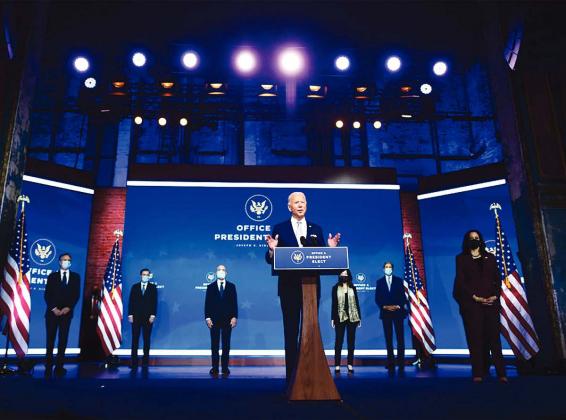 President-elect Joe Biden introduces key foreign policy and national security nominees and appointments Tuesday in Wilmington, Del. Mark Makela/Getty Images