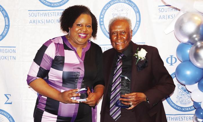 From left: KCMO Councilwoman Melissa Robinson, Civic Leader Awardee and Alvin Brooks, Community Advocacy Awardee. photo/ George Barrett