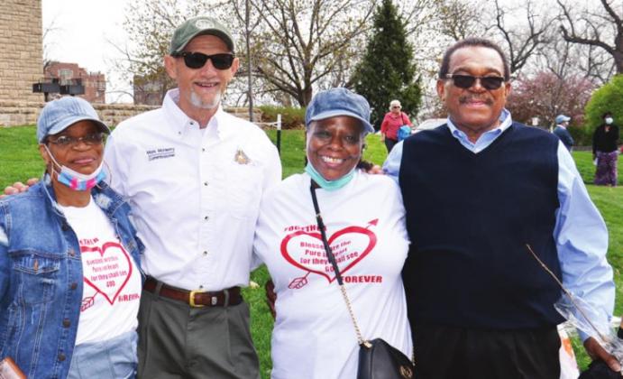From left: Terri Chaney; Honoree Mark McHenry, Missouri Conservation Department commissioner and former director of the KCMO Parks and Recreation; Nanette Chaney; and Marion Jordon, Sr., editor and publisher of The Kansas City Globe.