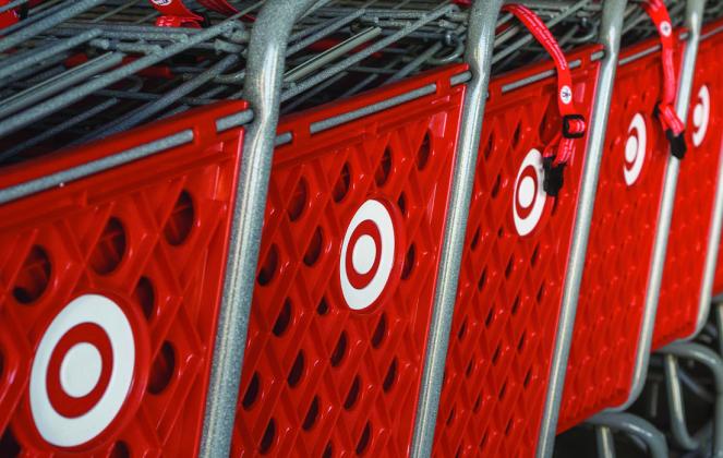 October 12, 2017 Sunnyvale/CA/USA - Stacked Target shopping carts with the company's logo on the side, a bulls eye (Photo by Sundry Photography)