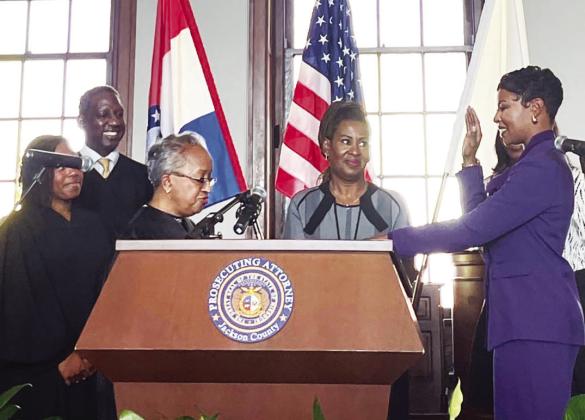 It was a historic day, Friday, January 3, 2025 as Jackson County’s first black prosecutor, Attorney Melesa Johnson was sworn-in. Shown administering the oath is The Honorable Judge Lisa White Hardwick, accompanied by other black judges who Judge Hardwick said “symbolize 25 years of progress in our system.” To view a video of the ceremony, visit: https://www.youtube.com/watch?v=kNono6CIvXI.