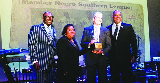 NASHVILLE STARS-- From left: NLBM Presi-dent Bob Kendrick, NLBM Board Member Betty Brown, Nashville Stars Managing Director John Loar, NLBM Board Chair Kevin Battle.