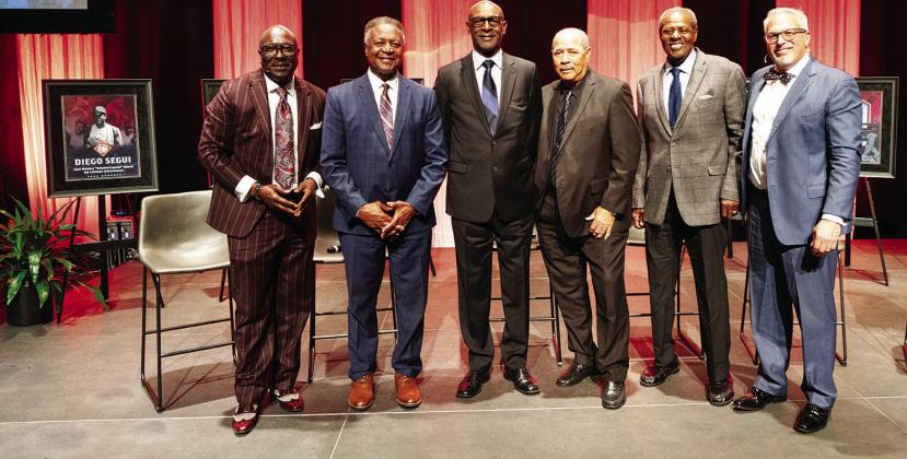 from left: NLBM President Bob Kendrick, Frank White, Willie Wilson, Amos Otis, John Mayberry, Joel Goldberg