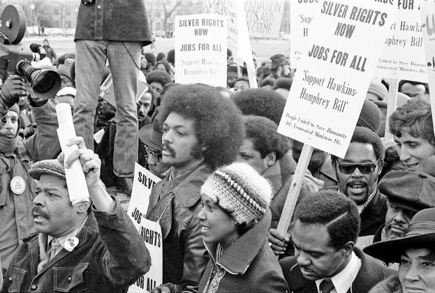 Jesse Jackson participating in a rally, January 15, 1975 (Photo Thomas O’Halloran, Library of Congress)