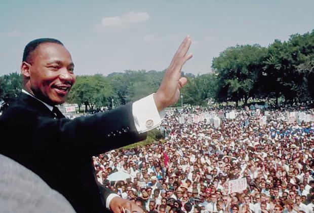 Martin Luther King, Jr. delivers his “I Have a Dream” speech at the Lincoln Memorial during the March on Washington for Jobs and Freedom on August 28, 1963.