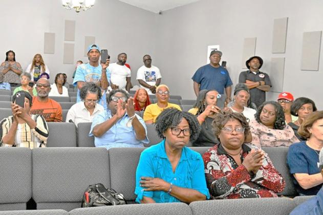 Residents, family members and supporters gather for a June 22 press conference in Senatobia, Mississippi, where attorney Ben Crump discussed efforts to obtain video footage and an independent autopsy in the case of 1-year-old Kohen Wiley, who was killed in a police shooting on June 14. (Gary S. Whitlock/Tri-State Defender)