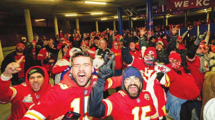 Chiefs fans celebrate the Chiefs’ victory over the Bills in the divisional playoff game last Sunday. photo courtesy/kcchiefs.com