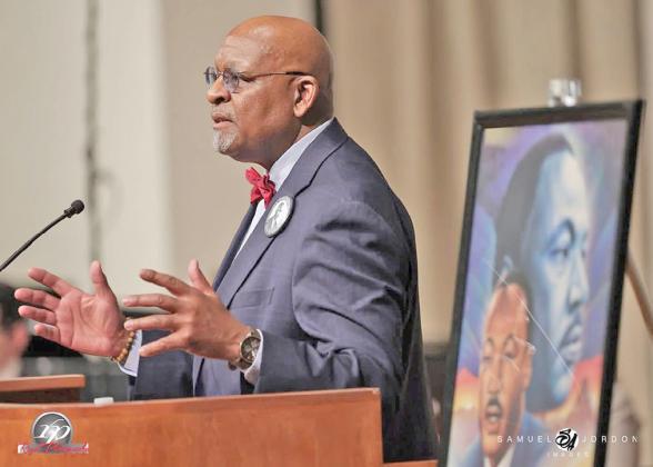 Dr. Vernon Howard, president, SCLC-GKC addresses attendees at the Interfaith Service (Photo/Samuel Jordon Images)