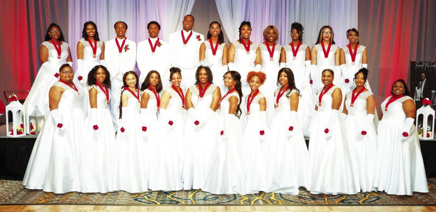 2023 COTILLION PARTICIPANTS—Front Row (left to right): Angel Robins, A’myrah Cheadle, Alesia McFadden, Di’Layah Jackson, Justice Bailey, Zayne Rice, Milan Grimes, Lidia McReynolds, Londyn Dameron, Kendal Cunningham, Riyan Jones, Tyra Hogan. Second Row (left to right): Trynelle Crawford, Ella Riley, Markus Smith, Tarik Gill, Onia Morgan III, Anyla Banks, Baylen Brown, Zoe Thomason, Chi’Arion Farley, Markiya Donahue, Jhala Robinson