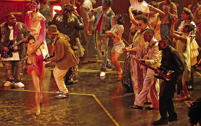 Artists including (L-R) Christone “Kingfish” Ingram, Misty Copeland, Miles Caton, Brittany Howard, Raphael Saadiq and Raphael Thomas perform onstage during the 98th Oscars at Dolby Theatre on March 15, 2026 in Hollywood, California. (Photo by Kevin Winter courtesy BET)