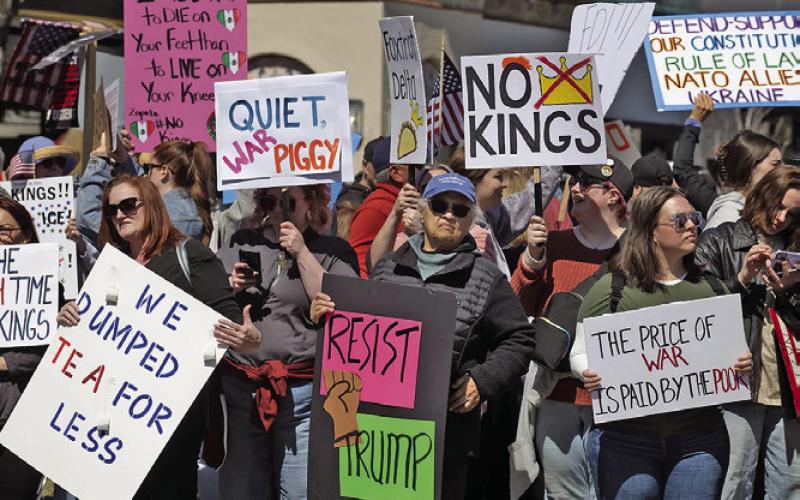 Thousands of people gather at Mill Creek Park on the Country Club Plaza in Kansas City on Saturday. (Photo Julie Denesha/KCUR 89.3)