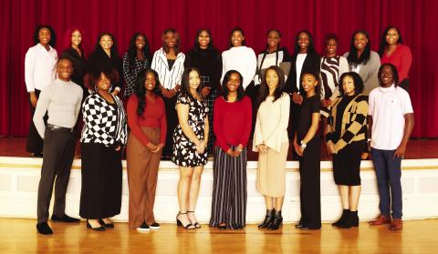 COTILLION 2024 PARTICIPANTS—Front Row (Left to Right): John W. Wilson IV, Layla Solomon, Aleah Crudup, Skyler Smith, Ava Butler, Kari Newton, MaKiyah Farley, Kaicey McKenzie, Cameron Ousley. Back Row (Left to Right): Kendal Ford, Au’Miyah Chatmon, A’laina Corbin, Bria Davis, Michelle Young, Zayla Vann, Desiree McBride, Gabrielle James, Kiersten Hayes, Ranyah Rawlings, Ilana Hill, Niyah McDowell