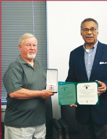 Congressman Cleaver Presents Medal and Certificate to Retired Army Veteran Steven Fuhr