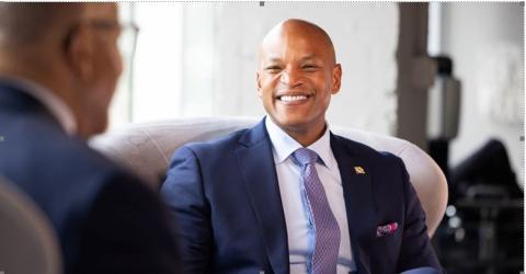 Dr. Benjamin F. Chavis Jr. (left) interviews Wes Moore, Governor of Maryland. Photo courtesy Events DC.