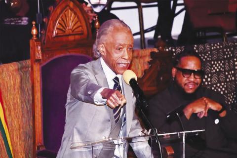 (Left photo) On the same day of the inauguration and just miles from the U.S. Capitol, the Rev. Al Sharpton speaks at a rally celebrating the official holiday for the Rev. Dr. Martin Luther King Jr. As President Donald Trump issued an executive order to eliminate diversity, equity and inclusion (DEI) policies across federal agencies, Sharpton warned corporations that abandoning DEI policies would lead to boycotts. photo/Robert R. Roberts/The Washington Informer