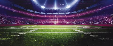 Aerial view of a 3D rendering of an American football, soccer stadium in neon light. courtesy image/NNPA