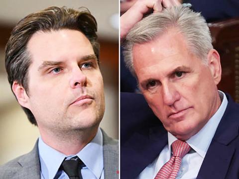 U.S. Rep. Matt Gaetz (left) led a group of his Republican counterparts that this week ousted House Speaker Kevin McCarthy from his position. (right). courtesy photo/web