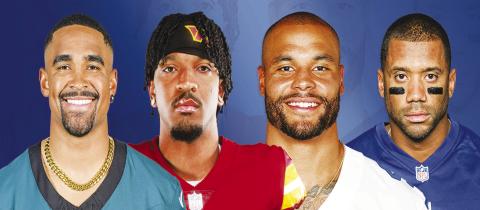 From left: Jalen Hurts, Jalen Daniels, Dak Prescott, Russell Wilson.
