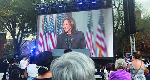 An estimated 15,000 people gather on Howard University’s campus on Nov. 5 to support alumna and Democratic presidential nominee and Vice President Kamala Harris. (Skylar Nelson/The Washington Informer)