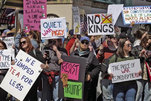 Thousands of people gather at Mill Creek Park on the Country Club Plaza in Kansas City on Saturday. (Photo Julie Denesha/KCUR 89.3)