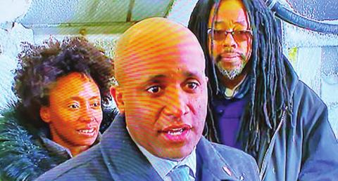In this screenshot Kansas City, Missouri Mayor Quinton Lucas spoke to reporters today flanked by crews and officials from the city’s Public Works department.