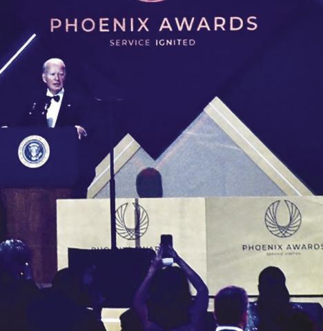 President Joe Biden is honored with a Lifetime Achievement Award as part of the Congressional Black Caucus Foundation’s Annual Legislative Conference Phoenix Awards on Sept. 14, 2024. (Robert R. Roberts/The Washington Informer)