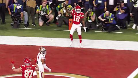 A game-winning touchdown pass from Chiefs QB Mahomes to Mecole Hardman sealed the Super Bowl title in Sunday’s game against the 49ers.
