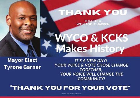 A thank you message was sent to supporters via this post on Mayor-elect Tyrone Garner’s website Wednesday.