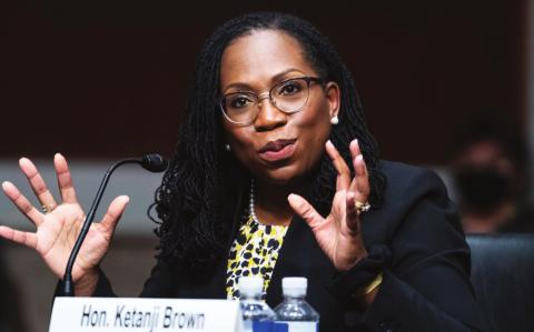 Judge Ketanji Brown Jackson answers questions during Senate confirmation hearings this week. Photo/Getty Images