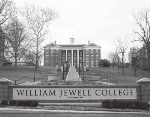The William Jewell College campus is shown here April 22. Researchers at the college have determined that enslaved people contributed to building Jewell Hall (Zach Bauman/The Beacon).