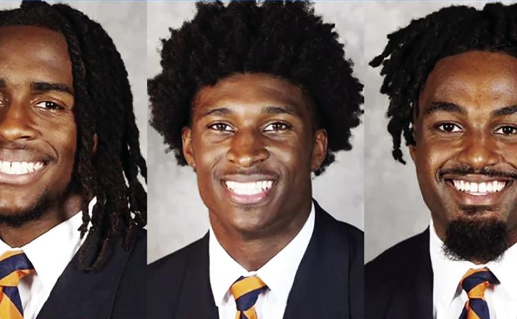 UVA footballs players Devin Chandler (left), Lavel Davis, Jr. (center) and D’Sean Perry (right) were shot and killed on a university bus on campus. Photos/ UVA Athletics-- STORY ON PAGE 5