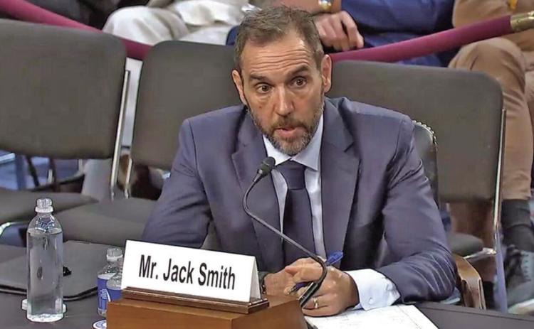 Former Department of Justice special counsel Jack Smith testifies before the U.S. Senate Judiciary Committee on Tuesday (Screenshot from committee webcast)
