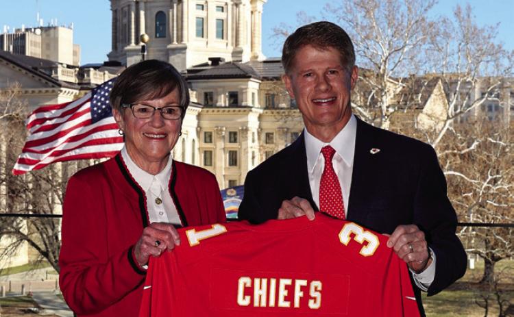 Kansas Governor Laura Kelly and Chiefs Chairman/ CEO Clark Hunt