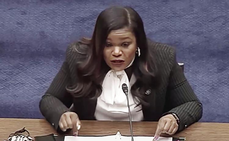 U.S. Rep. Cori Bush, D-Missouri, testifies during a 2021 committee hearing. Bush is one of 32 members of Congress with an active TikTok account.