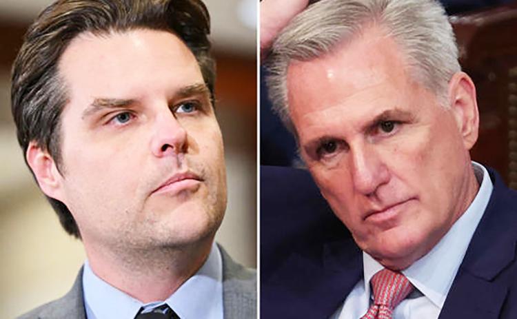 U.S. Rep. Matt Gaetz (left) led a group of his Republican counterparts that this week ousted House Speaker Kevin McCarthy from his position. (right). courtesy photo/web