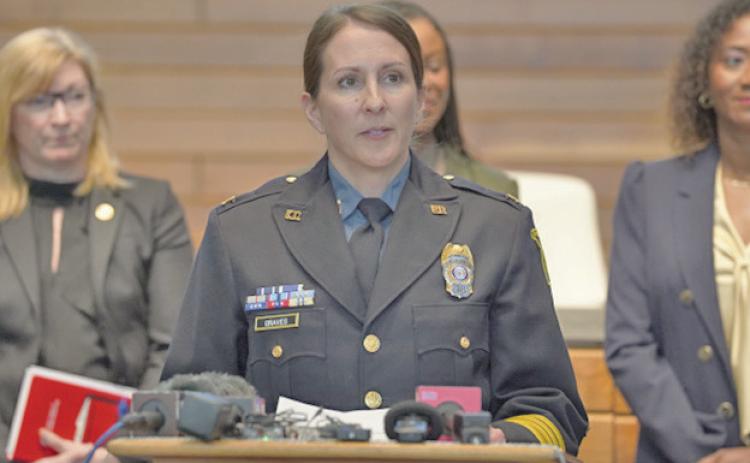 Kansas City, Missouri Police Chief Stacey Graves speaking at a press conference. (File photo)