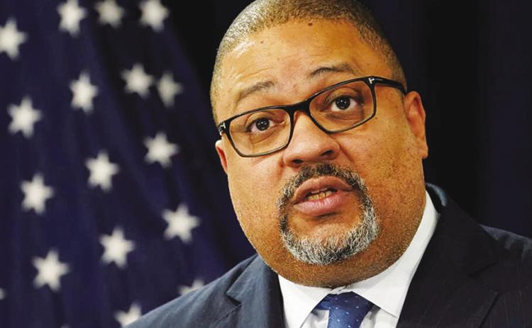Manhattan District Attorney Alvin Bragg speaks at a press conference after the arraignment of former President Donald Trump in New York on April 4. John Minchillo/AP