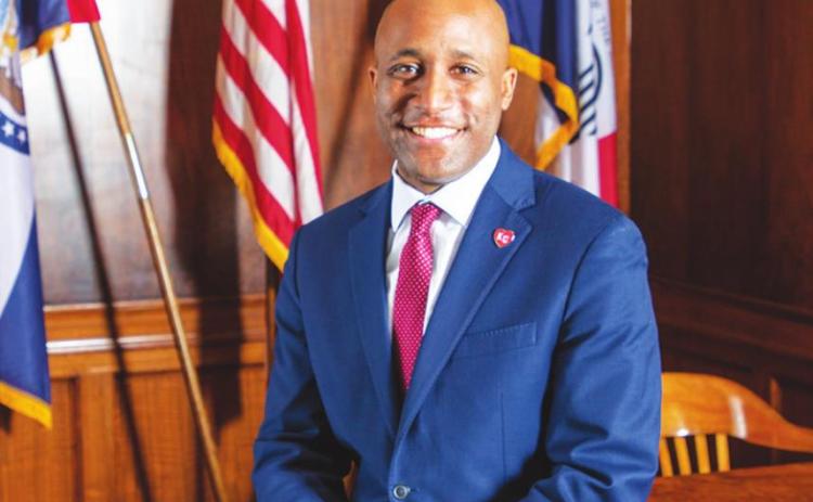 KCMO Mayor Quinton Lucas is shown in this photo that was taken in his office at City Hall.