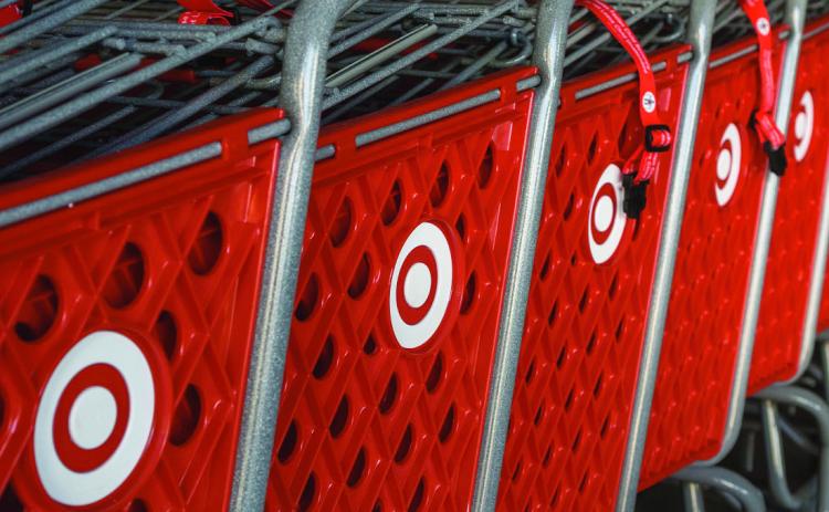 October 12, 2017 Sunnyvale/CA/USA - Stacked Target shopping carts with the company's logo on the side, a bulls eye (Photo by Sundry Photography)