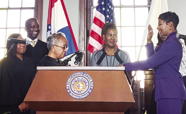 It was a historic day, Friday, January 3, 2025 as Jackson County’s first black prosecutor, Attorney Melesa Johnson was sworn-in. Shown administering the oath is The Honorable Judge Lisa White Hardwick, accompanied by other black judges who Judge Hardwick said “symbolize 25 years of progress in our system.” To view a video of the ceremony, visit: https://www.youtube.com/watch?v=kNono6CIvXI.