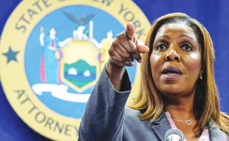 New York Attorney General Letitia James acknowledges questions from journalists at a news conference on May 21, 2021, in New York. photo/Richard Drew/AP