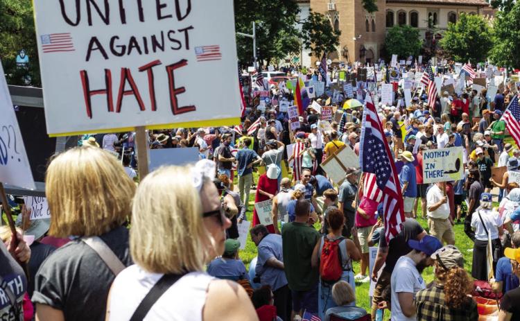 Missourians gathered at protests from Columbia to St. Louis, Kansas City to Cape Girardeau, Springfield to St. Joseph, and around the steps of the Missouri Capitol in Jefferson City. photo/Vaughn Wheat/The Beacon