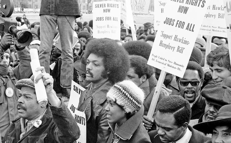 Jesse Jackson participating in a rally, January 15, 1975 (Photo Thomas O’Halloran, Library of Congress)